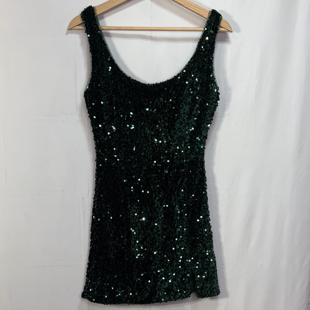 Elegant Green Sequin Mini Dress